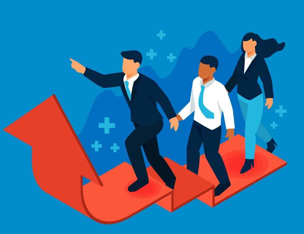 Lideranças empresariais levando ao sucesso.