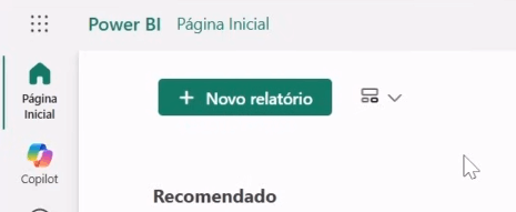 Tela inicial do Power BI Online com botão “Novo Relatório” destacado