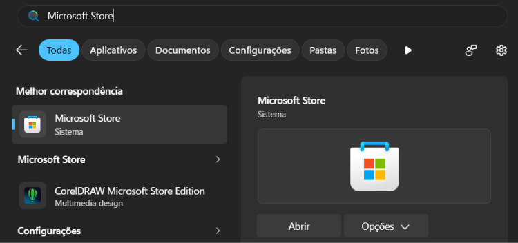 Microsoft Store aberta para instalar o Power BI Desktop