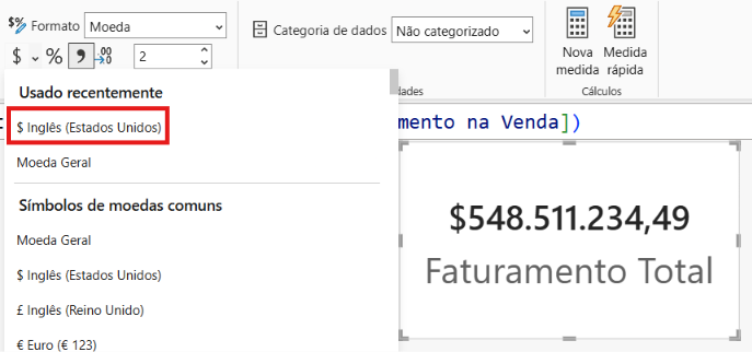 Cartão exibindo o valor em dólar