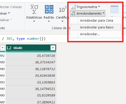 Arredondando a idade para baixo