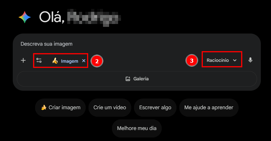 Tela do Gemini com os passos para usar o Nano Banana Pro
