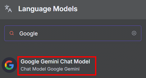 Opção do modelo de linguagem do Gemini em destaque na tela