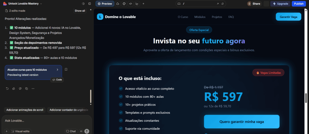 Fazendo ajustes no projeto usando IA