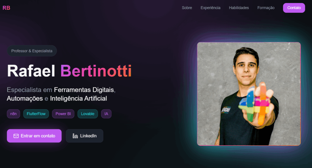 transformando um currículo em site interativo com lovable