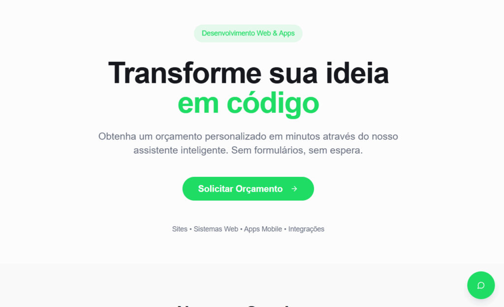 Página de freelance gerada com lovable