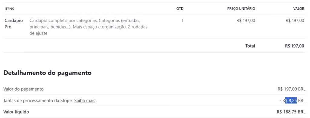 Visualizando transações e taxas no stripe