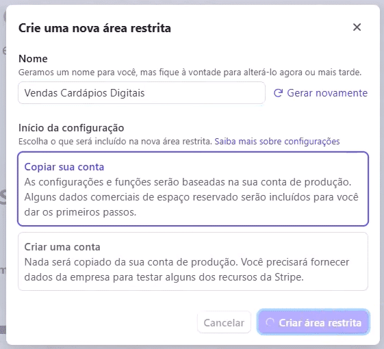 Criando uma área restrita para testes