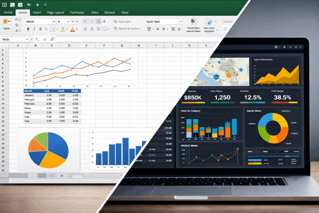 comparação entre excel e ferramentas de business intelligence