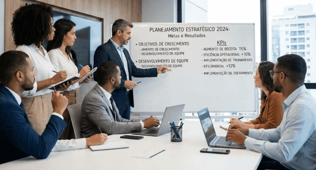 Equipe conectando desenvolvimento profissional Ă s metas da empresa