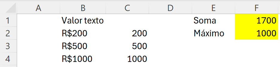 Exemplo 2: converter texto em número no Excel usando duplo sinal