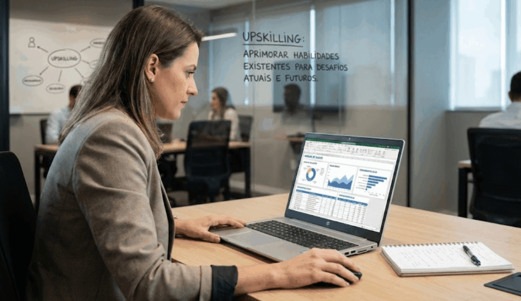 Exemplo de upskilling: profissional aprimorando habilidades na mesma função