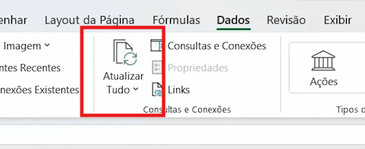 atualização automática de dados com solução para as tabelas dinâmicas