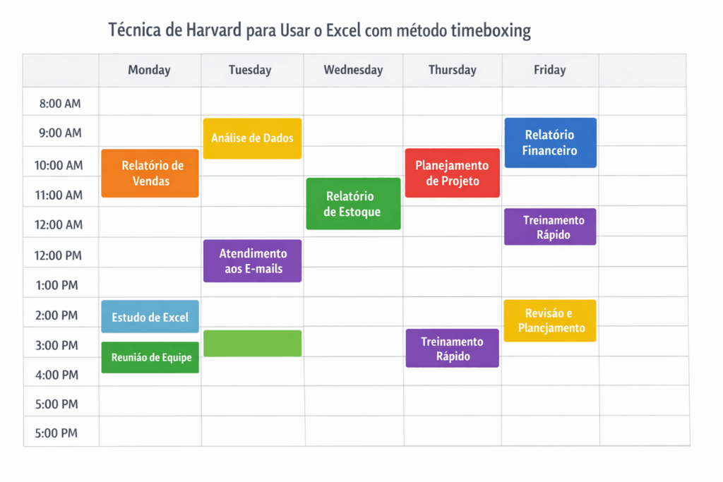 Técnica de Harvard para Usar o Excel com método timeboxing.
