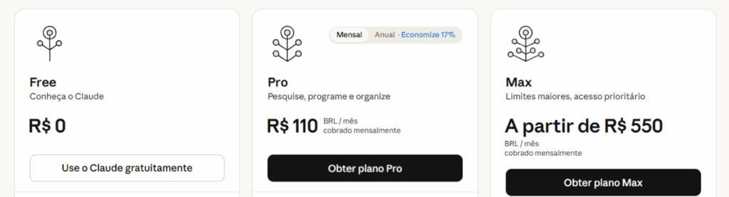 Planos pagos do Claude: Pro e Max para acessar o Claude Cowork