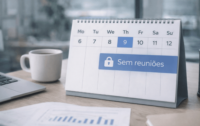calendário corporativo com dia sem reuniões para aumentar produtividade da equipe