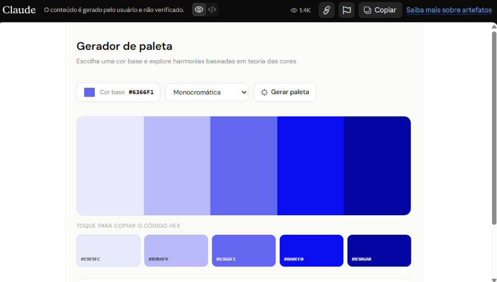 Claude Aula 3 - Gerador de Paleta