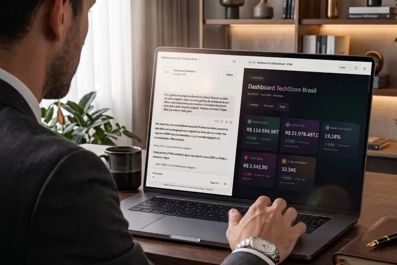 Gestor utilizando inteligência artificial para análise de decisões e produtividade da equipe
