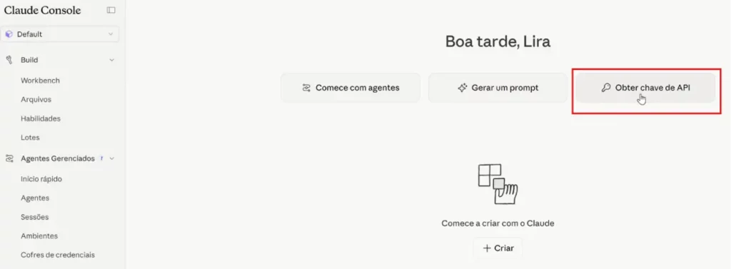 Como gerar a Chave de API do Claude