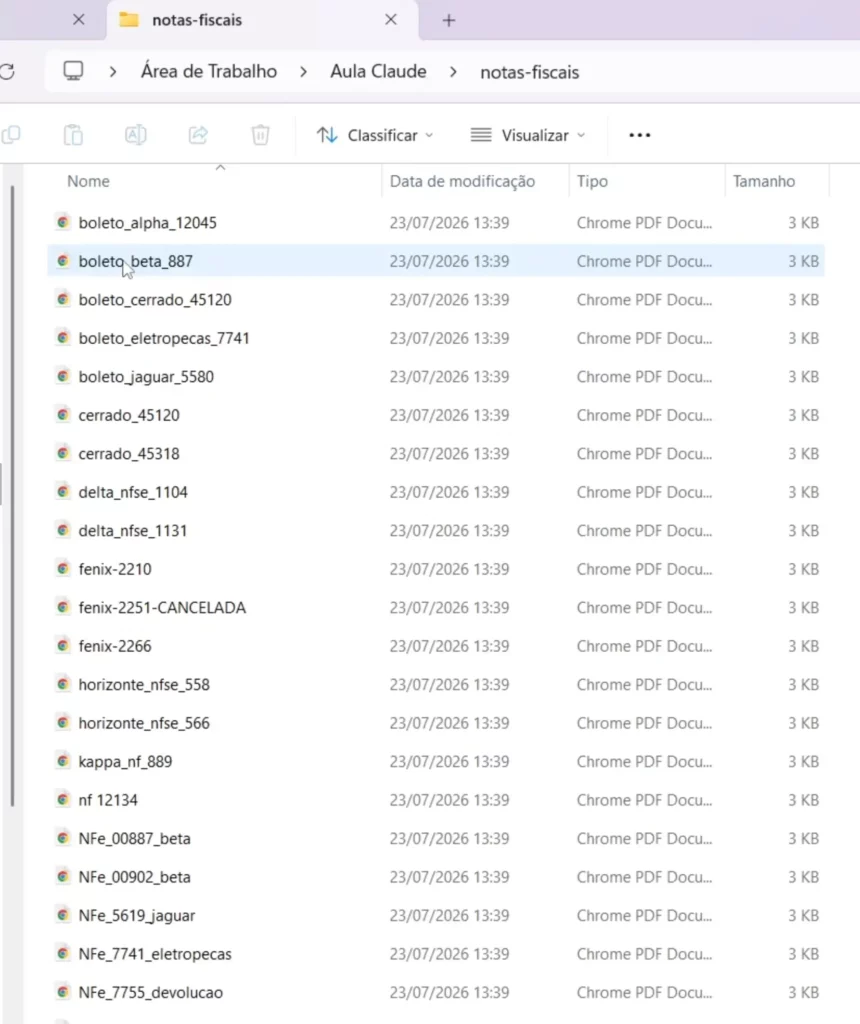 pasta notas-fiscais com os 33 PDFs gerados