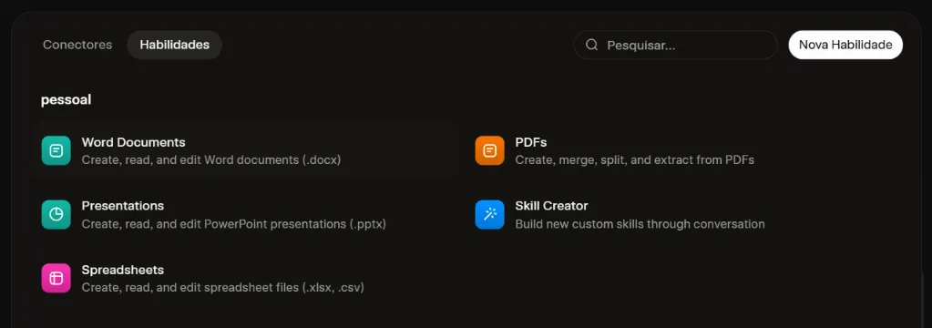 print da tela de criação de skill do Grok