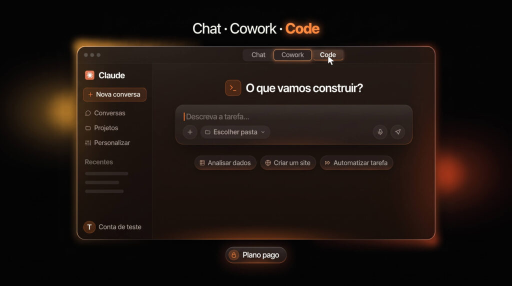 Aba Code no aplicativo do Claude para computador