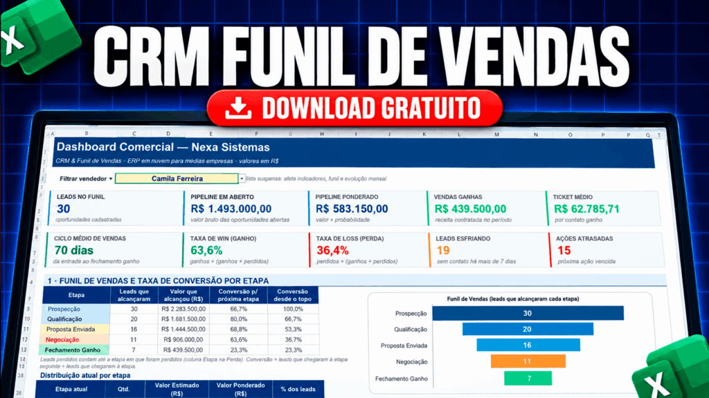 Planilha de Funil de Vendas Automática no Excel