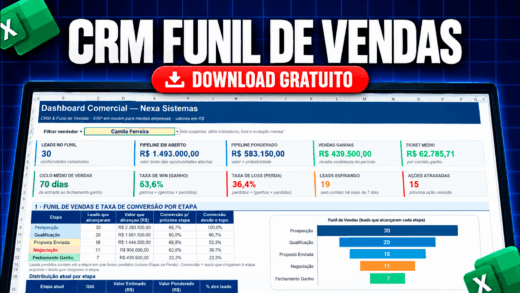Planilha de Funil de Vendas: CRM Completo no Excel [Download]